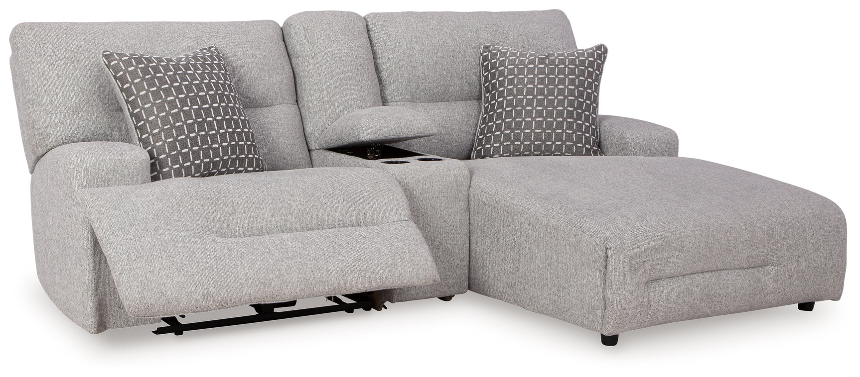 Head-on view of Acklen Place sectional sofa in pewter