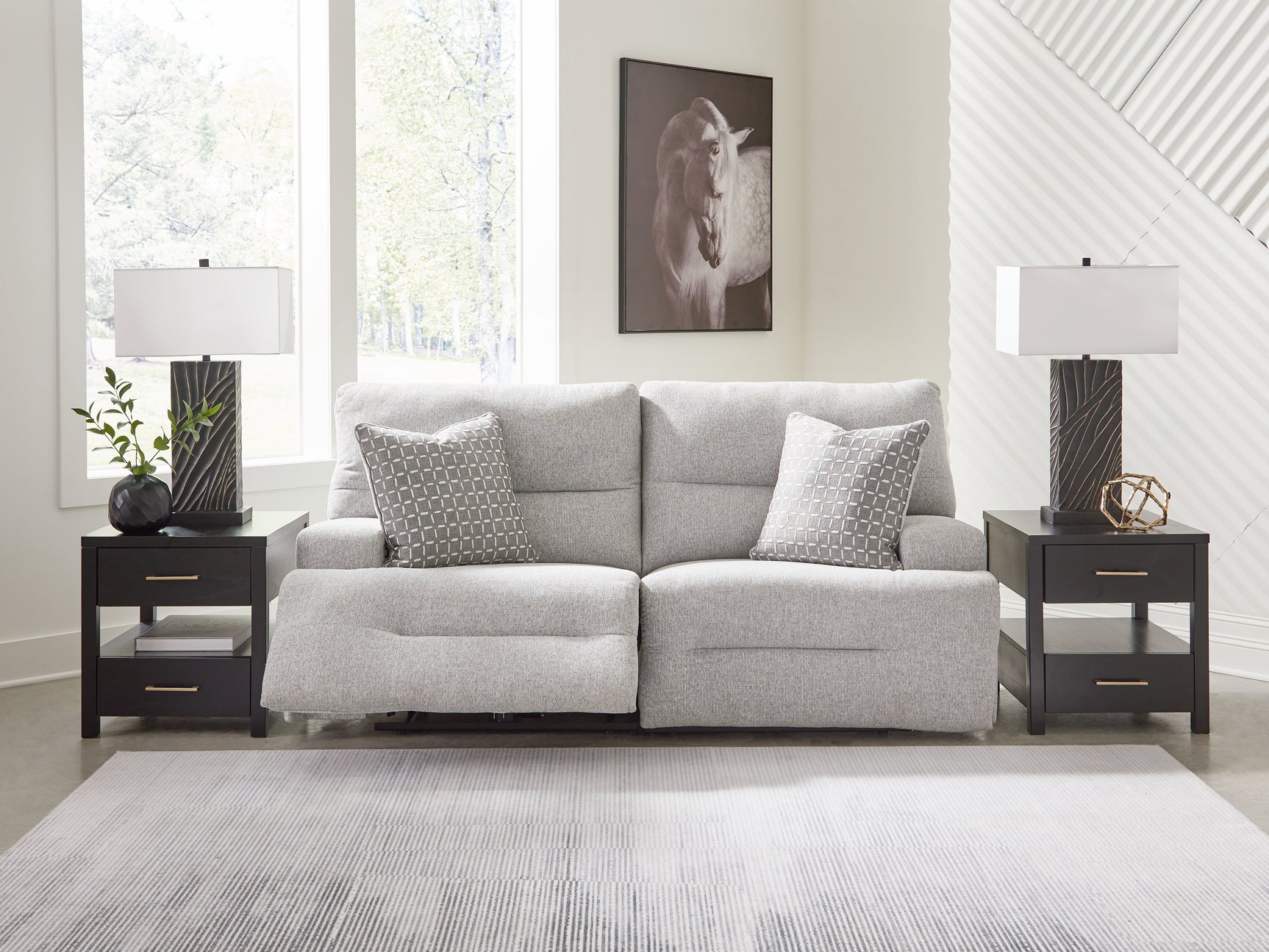 Acklen Place Pewter 7-Piece Power Sectional Reclining Sofa with Storage Console angle view