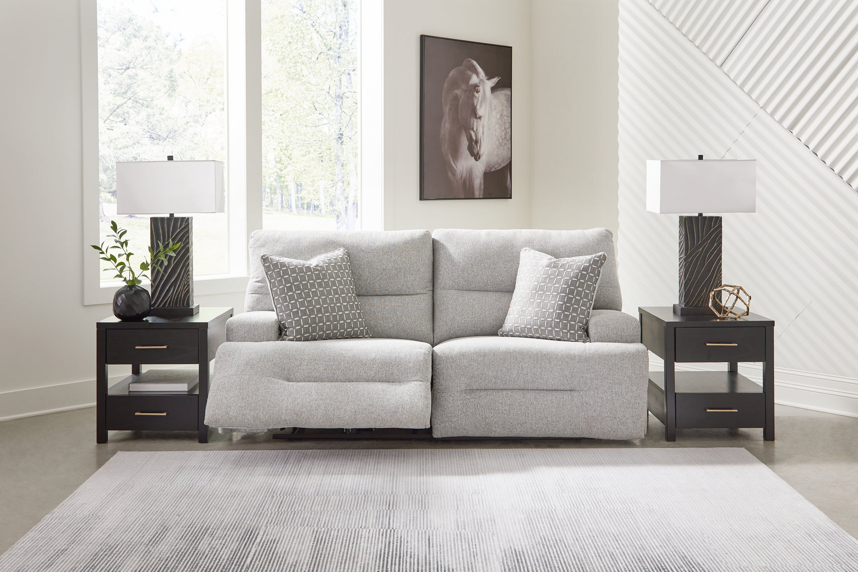 Acklen Place sectional loveseat fully reclined view