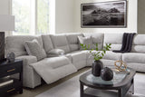 Acklen Place Pewter 7-Piece Power Sectional Reclining Sofa with Storage Console angle view