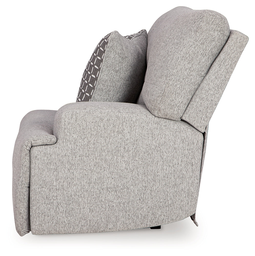 Acklen Place Pewter 5-Piece Power Reclining Sectional, view from front angle