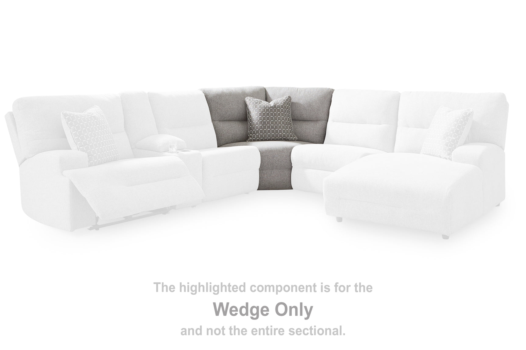 Acklen Place Pewter 5-Piece Power Reclining Sectional, view from front angle