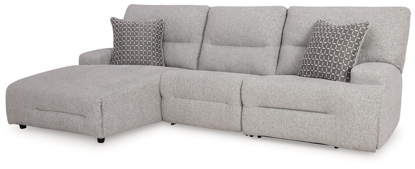 Sectional sofa reclining back chaise in open position