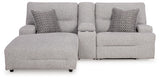 Right-arm facing power recliner with USB port and power controls