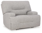 Side view of Acklen Place pewter power recliner