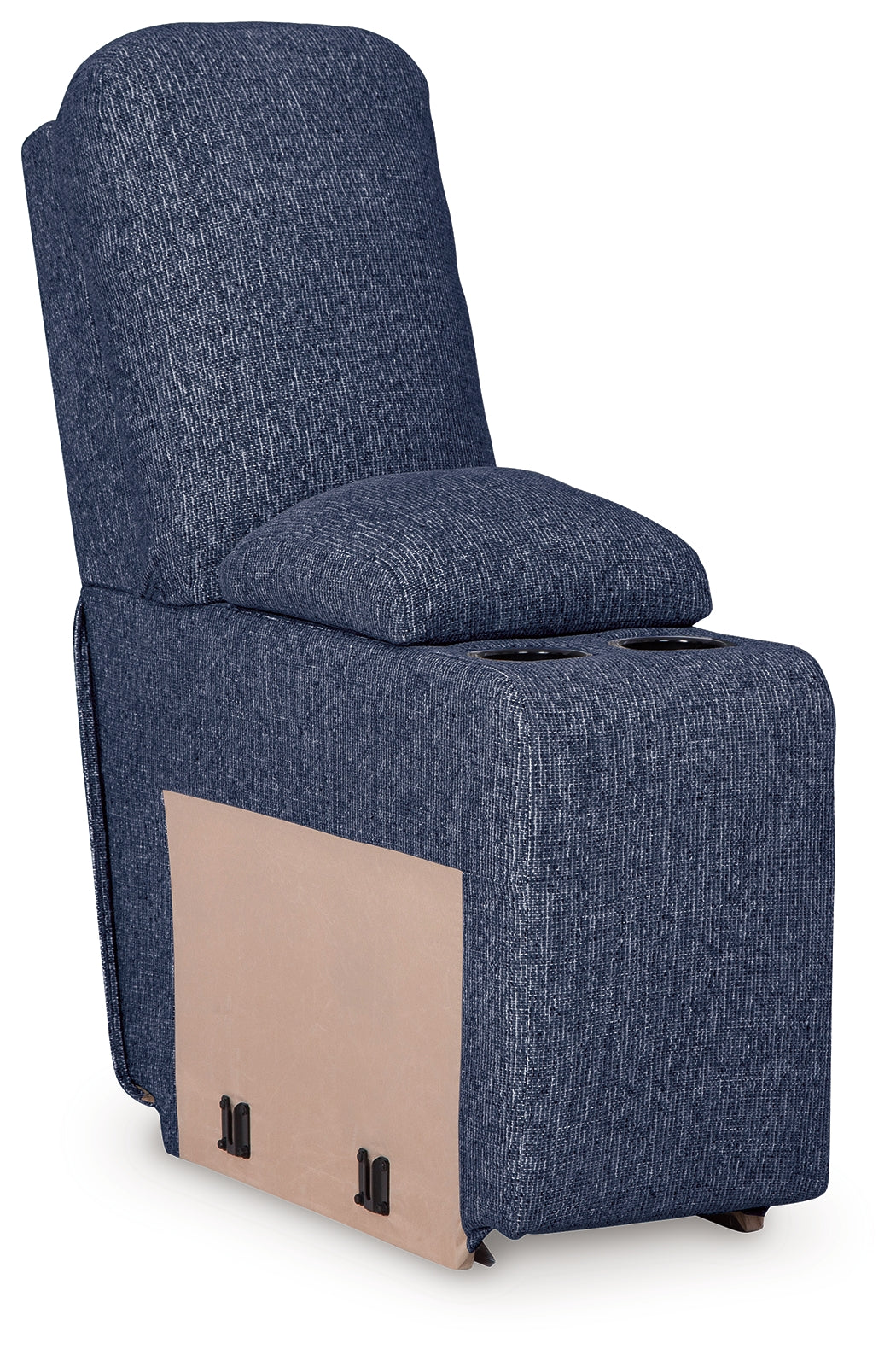 Sectional back view showing upholstery and frame