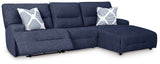 Acklen Place Navy 3-Piece Power Reclining Sectional sofa front angle