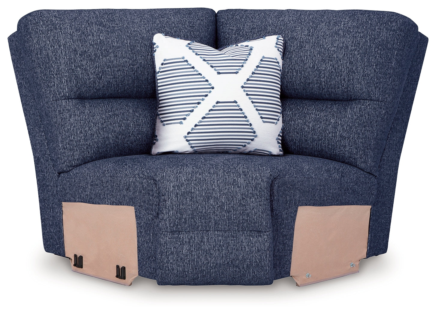 Sectional with one recliner open and headrest raised