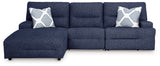 Acklen Place Navy 3-Piece Power Reclining Sectional sofa front angle