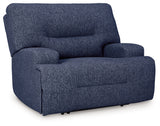 Side view of Acklen Place Navy Performance Fabric Power Recliner