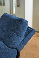 Easy View adjustable headrest detail on navy sectional