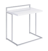 Dani rectangular snack table angled view showing white top and chrome base