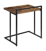 Close-up of distressed driftwood laminate tabletop on Dani Snack Table