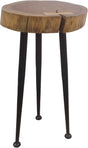 Active Accent Table showing round acacia wood top and iron legs