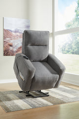Upright front view of Starganza Gray Power Lift Recliner