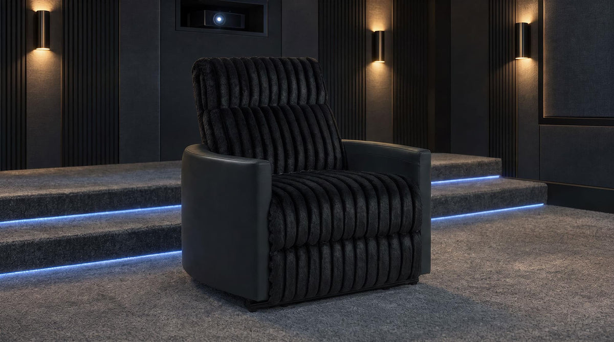 Madden Corduroy Upholstered Track Arm Manual Recliner Black — product image 2