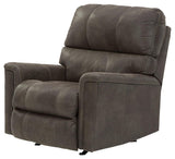Side view of Navi Smoke Faux Leather Recliner