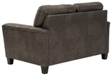 Side view of Navi Smoke Faux Leather Loveseat