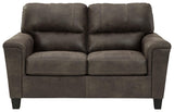 Back view of Navi Smoke Faux Leather Loveseat
