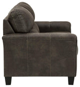 Front view of Navi Smoke Faux Leather Loveseat