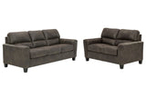 Side view of Navi Smoke Sofa and Loveseat