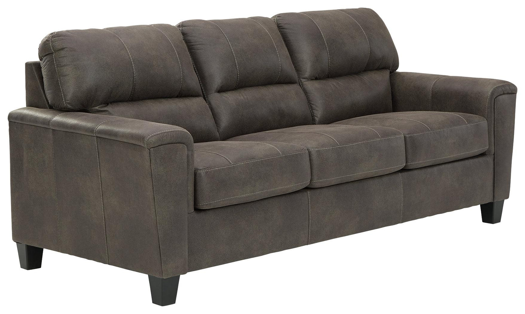 Navi Smoke Faux Leather Sofa side angle view