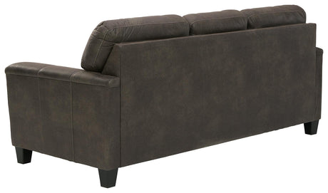Navi Smoke Faux Leather Queen Sofa Sleeper back view