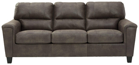 Navi Smoke Faux Leather Sofa close-up detail