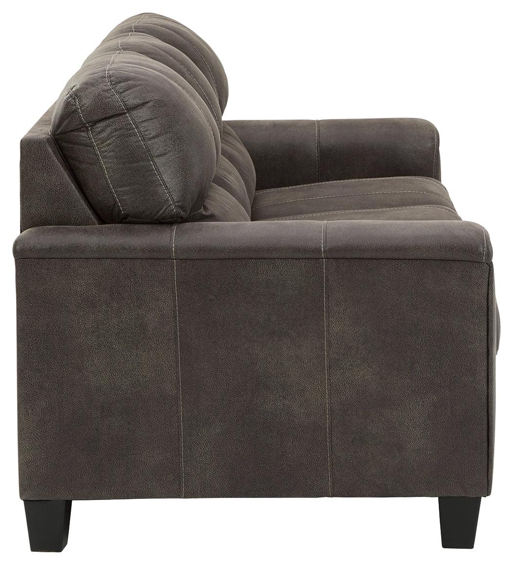 Navi Smoke Faux Leather Queen Sofa Sleeper side profile