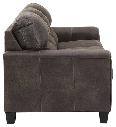 Navi Smoke Faux Leather Queen Sofa Sleeper side profile