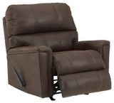 Reclining open angle of Navi Smoke Faux Leather Recliner