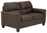 Navi Loveseat angled view in smoke gray faux leather