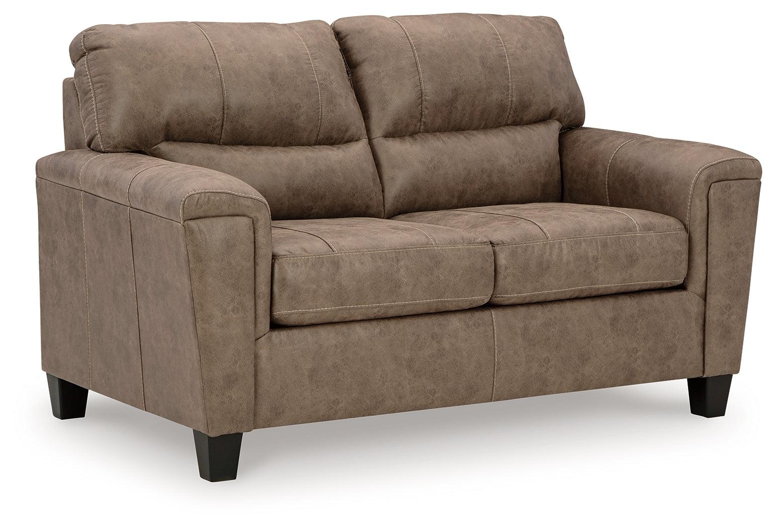 Navi Fossil Faux Leather Loveseat angled side view