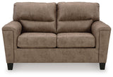 Navi Fossil Faux Leather Loveseat head-on front view