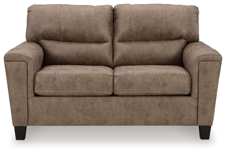 Navi Fossil Faux Leather Loveseat head-on front view