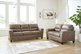 Side angle of Navi Fossil sofa and loveseat set