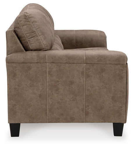 Navi Fossil Faux Leather Sofa front view with cushions