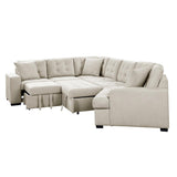 Close-up detail of Logansport Beige Sectional Sofa upholstery and cushions