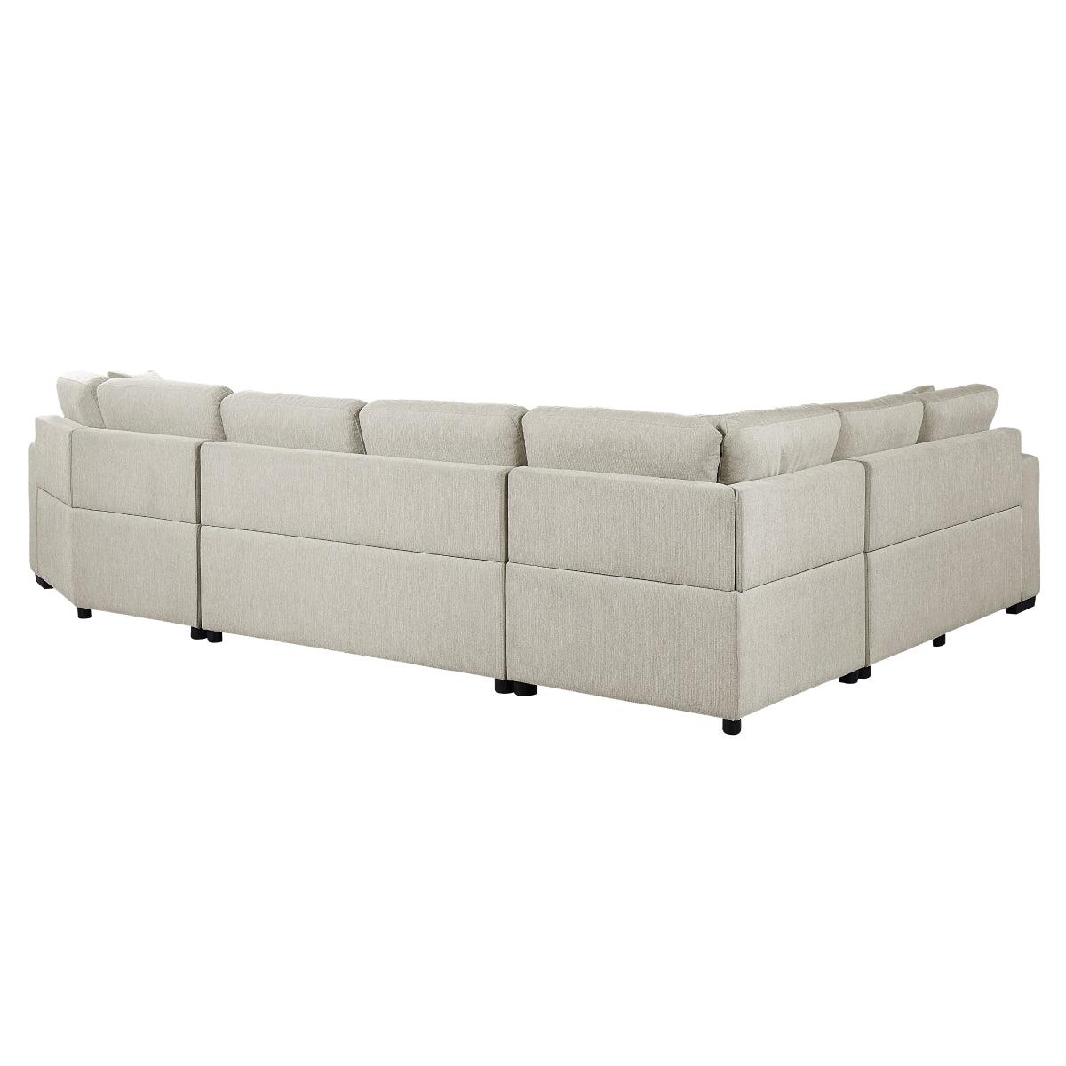 Side view of Logansport Beige Fabric Sectional Sofa