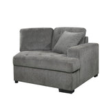 Side view showing sectional in room