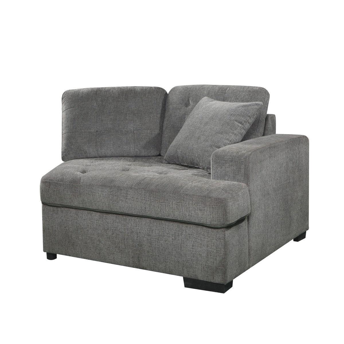 Side view showing sectional in room
