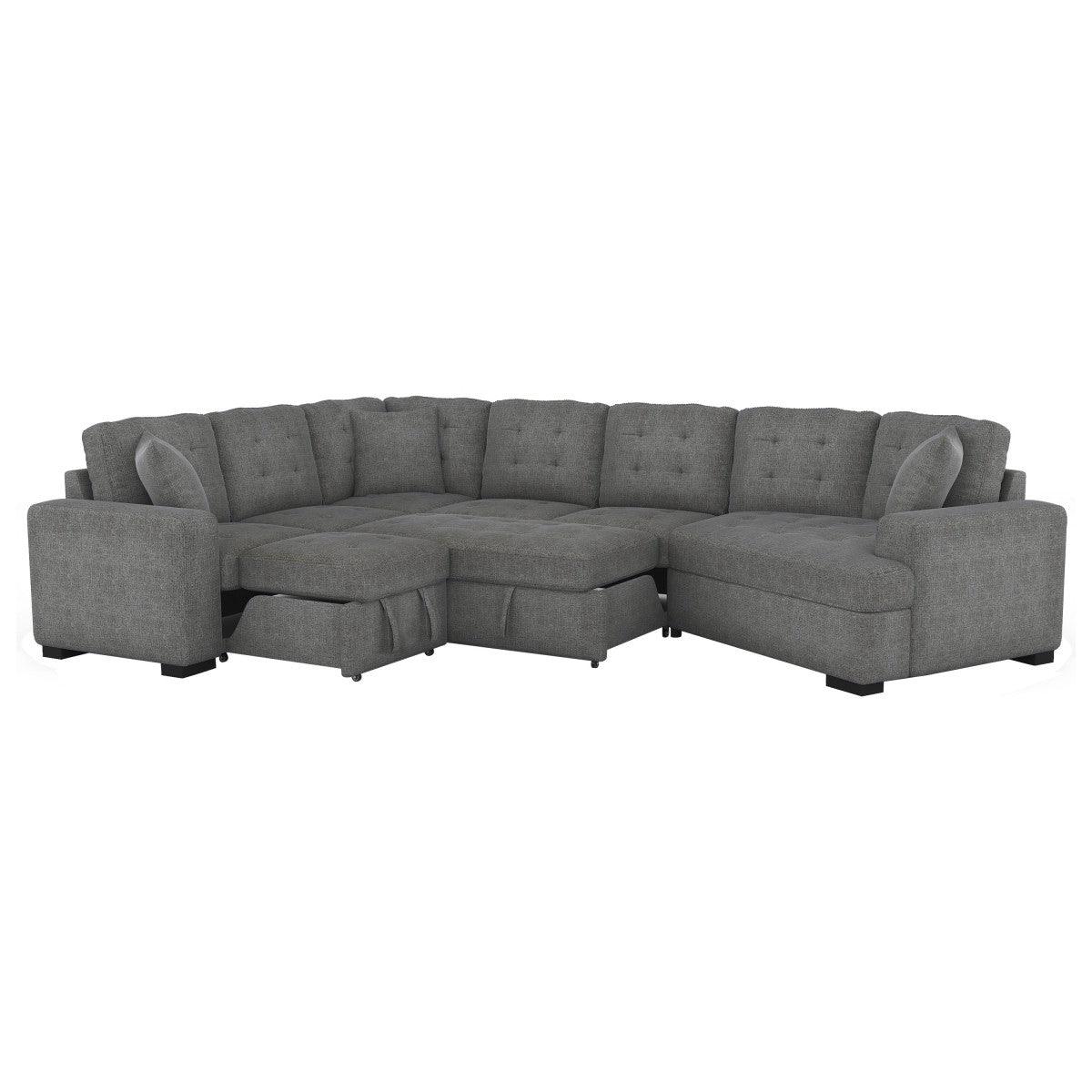 Open view showing pull-out bed in Logansport sectional sofa