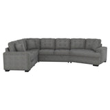 Main view of Logansport Gray Fabric 4-Piece Sectional Sofa with pull-out bed and ottoman