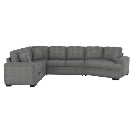 Main view of Logansport Gray Fabric 4-Piece Sectional Sofa with pull-out bed and ottoman