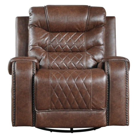 Putnam Brown Microfiber Swivel Glider Reclining Chair front view