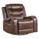 Putnam Brown Microfiber Swivel Glider Reclining Chair side view