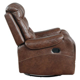 Putnam Brown Microfiber Swivel Glider Reclining Chair side angle