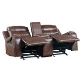 Putnam Brown double glider reclining loveseat fully reclined