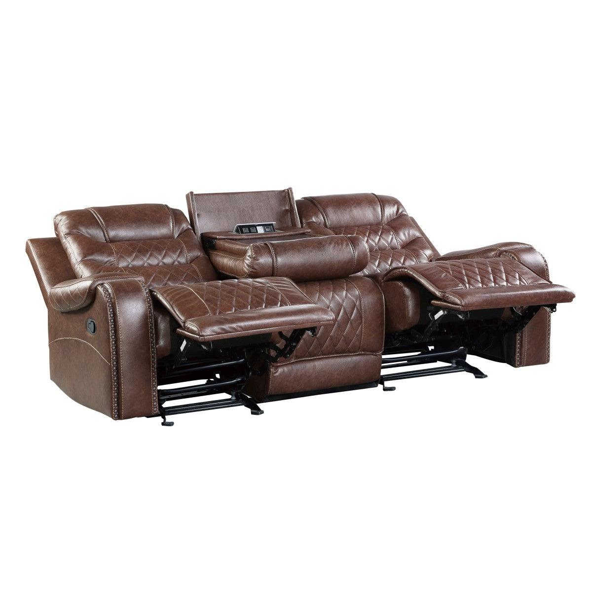 Reclining position of the Putnam Brown sofa