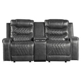 Putnam Gray Double Glider Reclining Loveseat with Center Console front view